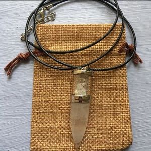 Clear Quartz Bullet Pendant Mens Crystal Necklace Genuine Clear Quartz Necklace